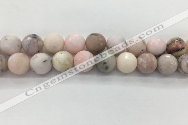 COP1716 15.5 inches 16mm faceted round natural pink opal beads