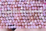 COP1740 15.5 inches 4mm faceted round natural pink opal beads