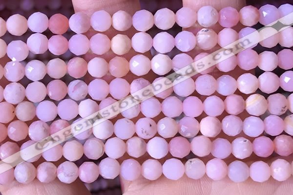 COP1741 15.5 inches 5mm - 5.5mm faceted round natural pink opal beads