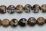 COP210 15.5 inches 10mm flat round natural brown opal gemstone beads