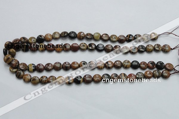 COP210 15.5 inches 10mm flat round natural brown opal gemstone beads