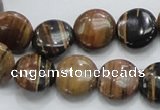 COP211 15.5 inches 14mm flat round natural brown opal gemstone beads