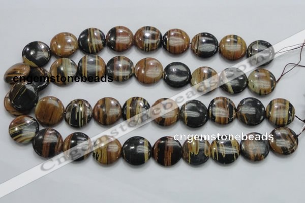 COP213 15.5 inches 20mm flat round natural brown opal gemstone beads