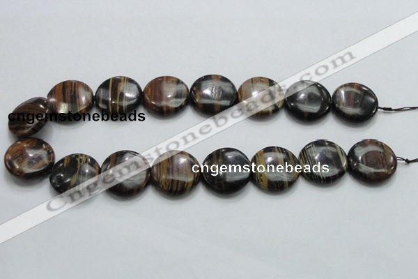 COP214 15.5 inches 25mm flat round natural brown opal gemstone beads