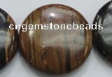 COP216 15.5 inches 35mm flat round natural brown opal gemstone beads