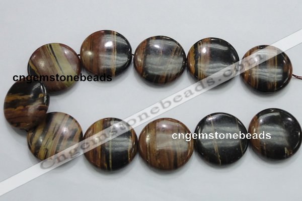 COP216 15.5 inches 35mm flat round natural brown opal gemstone beads