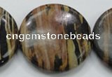 COP230 15.5 inches 40mm flat round natural brown opal gemstone beads