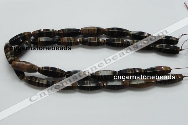 COP241 15.5 inches 10*30mm faceted rice natural brown opal gemstone beads