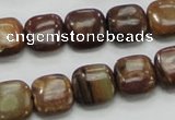 COP243 15.5 inches 12*12mm square natural brown opal gemstone beads