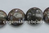 COP251 15.5 inches 20mm flat round natural grey opal gemstone beads