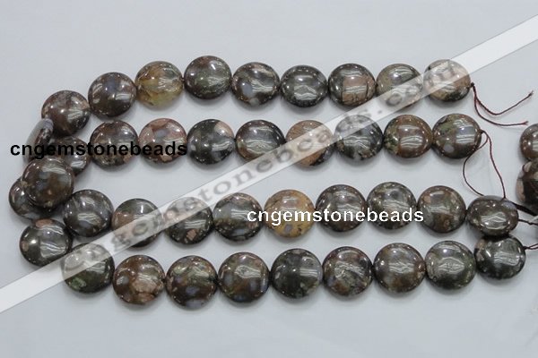 COP251 15.5 inches 20mm flat round natural grey opal gemstone beads