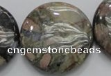 COP253 15.5 inches 40mm flat round natural grey opal gemstone beads