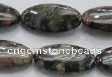 COP256 15.5 inches 15*30mm oval natural grey opal gemstone beads