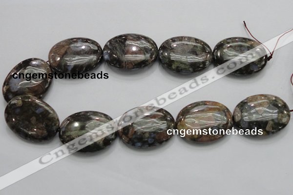 COP259 15.5 inches 30*40mm oval natural grey opal gemstone beads