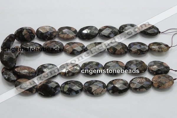 COP261 15.5 inches 18*25mm faceted oval natural grey opal beads