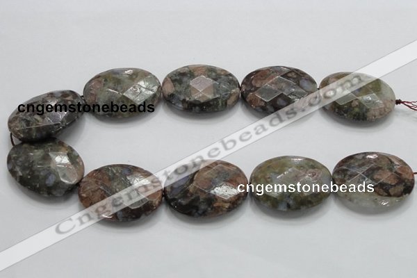 COP262 15.5 inches 30*40mm faceted oval natural grey opal beads