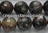 COP272 15.5 inches 20mm faceted round natural grey opal gemstone beads