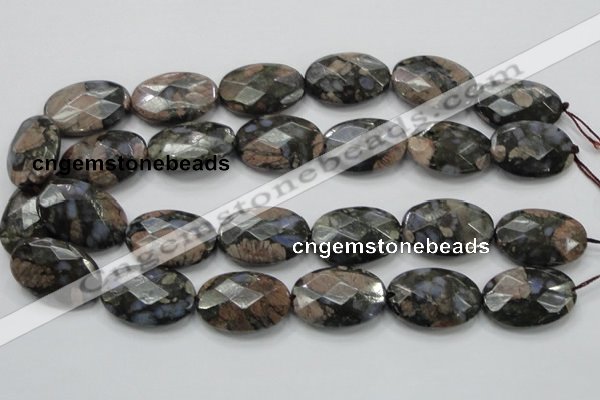 COP274 15.5 inches 20*30mm faceted oval natural grey opal gemstone beads