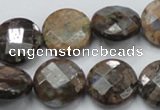 COP277 15.5 inches 20mm faceted round natural grey opal gemstone beads