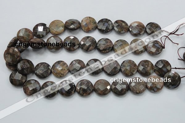 COP277 15.5 inches 20mm faceted round natural grey opal gemstone beads