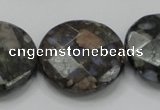 COP279 15.5 inches 30mm faceted round natural grey opal gemstone beads