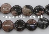 COP290 15.5 inches 12mm flat round natural grey opal beads