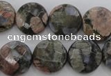 COP295 15.5 inches 16mm faceted coin natural grey opal beads