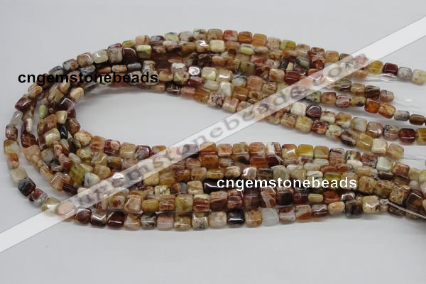 COP303 15.5 inches 8*8mm square brandy opal gemstone beads wholesale