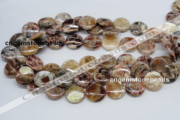 COP308 15.5 inches 22mm flat round brandy opal gemstone beads wholesale