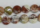 COP309 15.5 inches 12mm flat round brandy opal gemstone beads wholesale