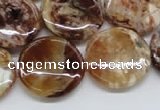 COP311 15.5 inches 20mm flat round brandy opal gemstone beads wholesale