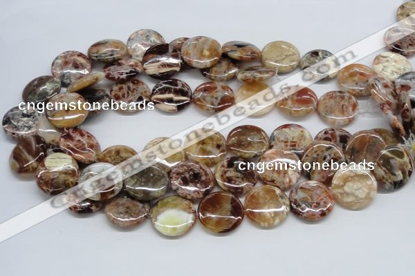 COP311 15.5 inches 20mm flat round brandy opal gemstone beads wholesale