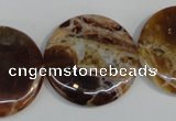 COP312 15.5 inches 30mm flat round brandy opal gemstone beads wholesale