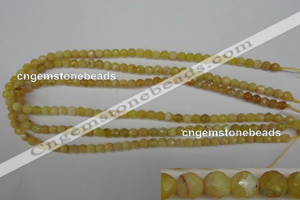 COP334 15.5 inches 6mm faceted round yellow opal gemstone beads