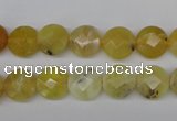 COP345 15.5 inches 10mm faceted coin yellow opal gemstone beads