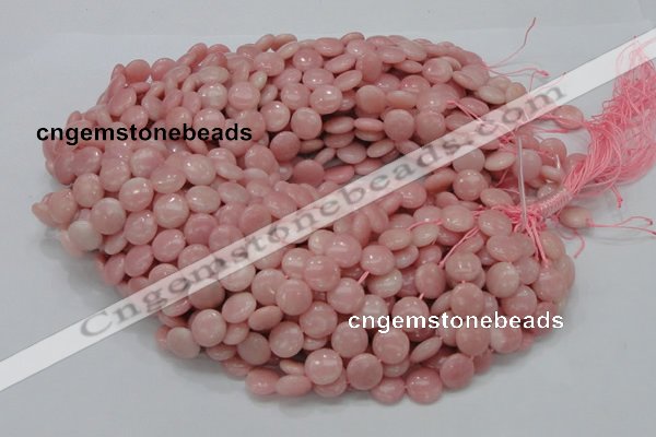 COP414 15.5 inches 12mm flat round Chinese pink opal gemstone beads