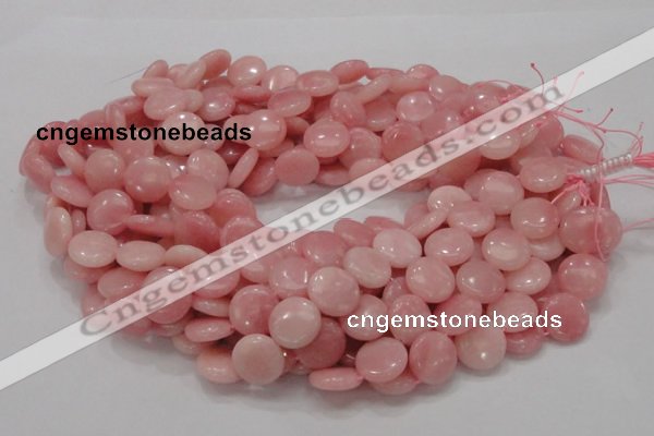 COP415 15.5 inches 15mm flat round Chinese pink opal gemstone beads