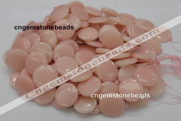 COP416 15.5 inches 28mm flat round Chinese pink opal gemstone beads