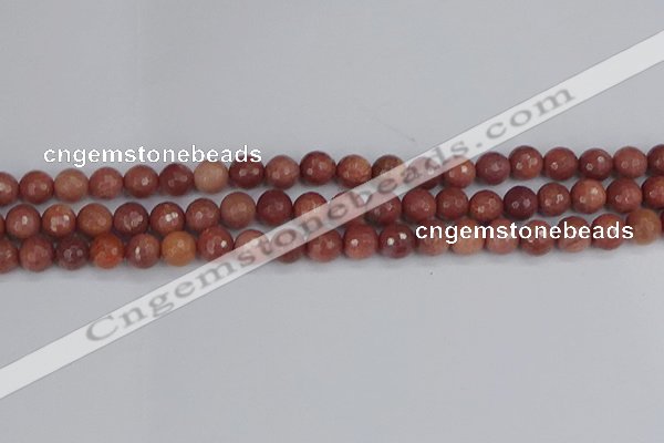 COP442 15.5 inches 6mm faceted round African blood jasper beads