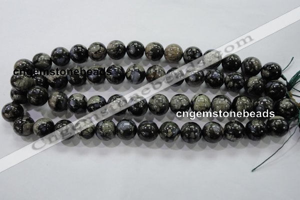 COP456 15.5 inches 14mm round natural grey opal gemstone beads