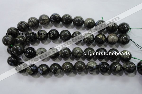 COP458 15.5 inches 18mm round natural grey opal gemstone beads