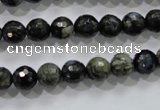 COP462 15.5 inches 8mm faceted round natural grey opal gemstone beads