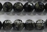 COP464 15.5 inches 12mm faceted round natural grey opal gemstone beads