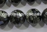 COP467 15.5 inches 18mm faceted round natural grey opal gemstone beads