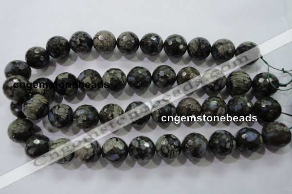 COP467 15.5 inches 18mm faceted round natural grey opal gemstone beads