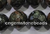 COP468 15.5 inches 20mm faceted round natural grey opal gemstone beads