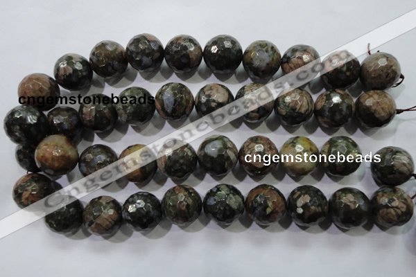 COP468 15.5 inches 20mm faceted round natural grey opal gemstone beads