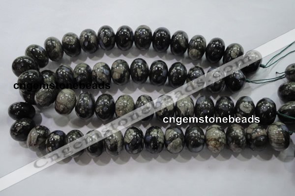 COP474 15.5 inches 15*20mm rondelle natural grey opal gemstone beads