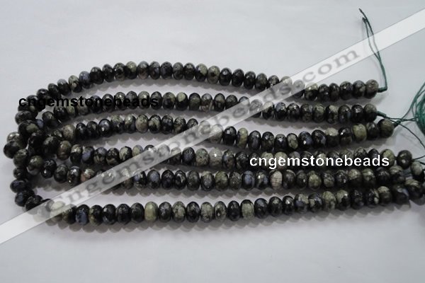 COP475 15.5 inches 6*10mm faceted rondelle natural grey opal beads