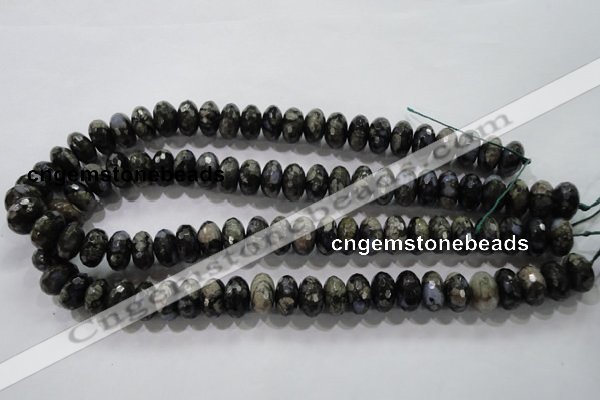 COP476 15.5 inches 8*14mm faceted rondelle natural grey opal beads